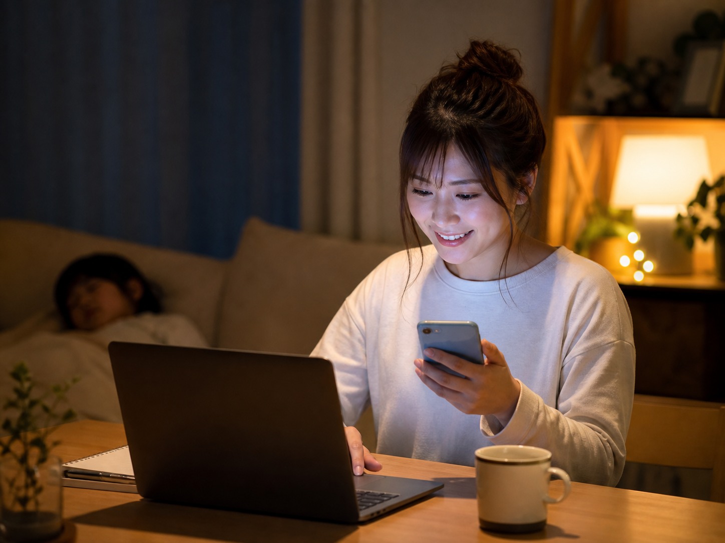 夜に自宅でDiscordを使って質問している様子