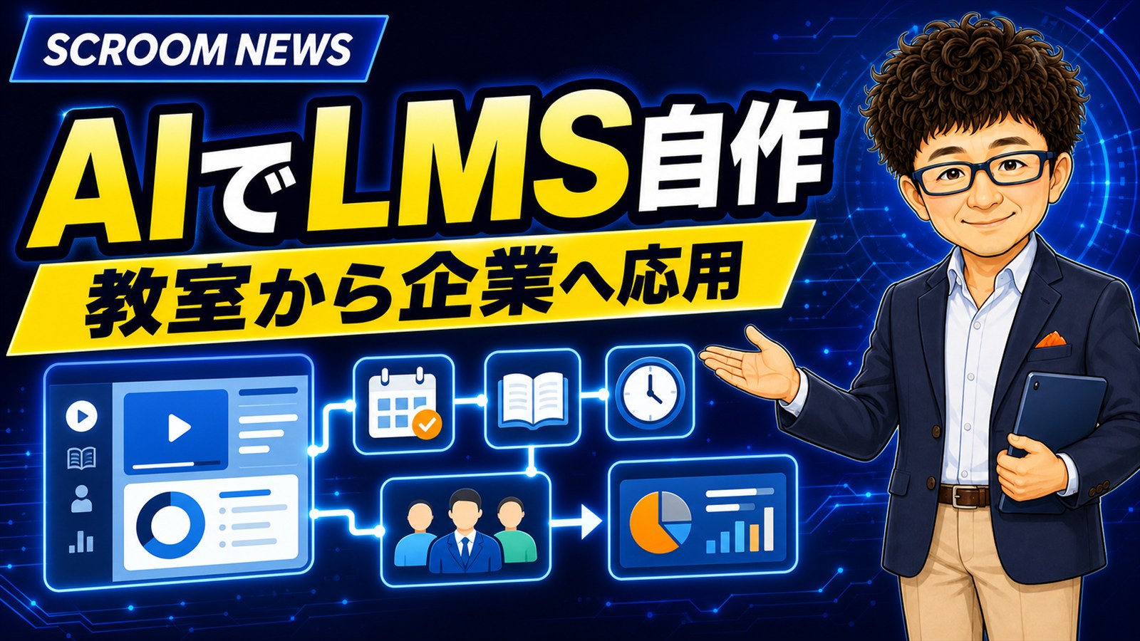 教室用LMSの予約・教材・月謝管理を、企業の勤怠・研修・予約管理へ応用するイメージ