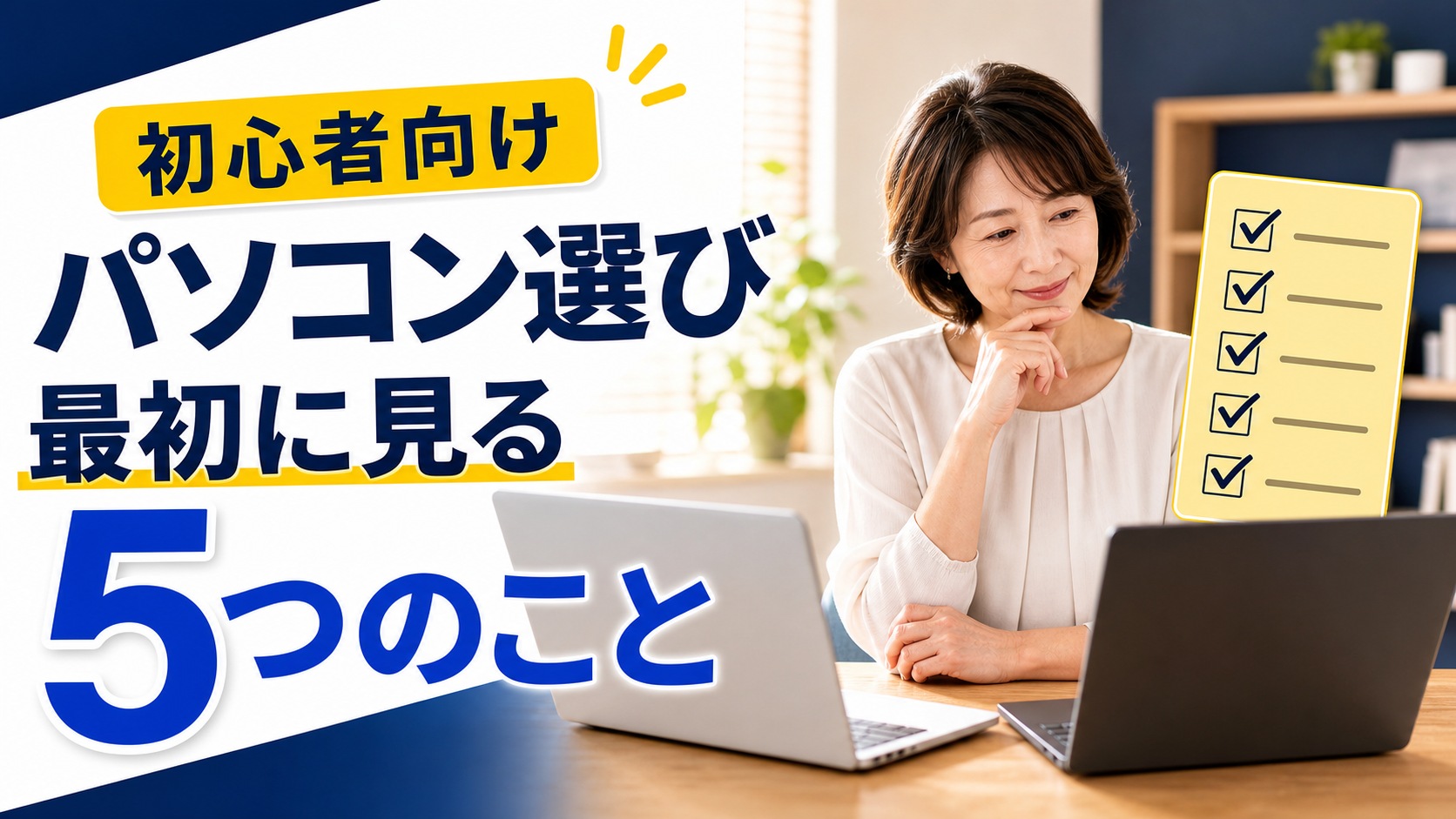 パソコンを選ぶ初心者のための、買う前に確認したい5つのことを紹介するSCROOM NEWSサムネイル