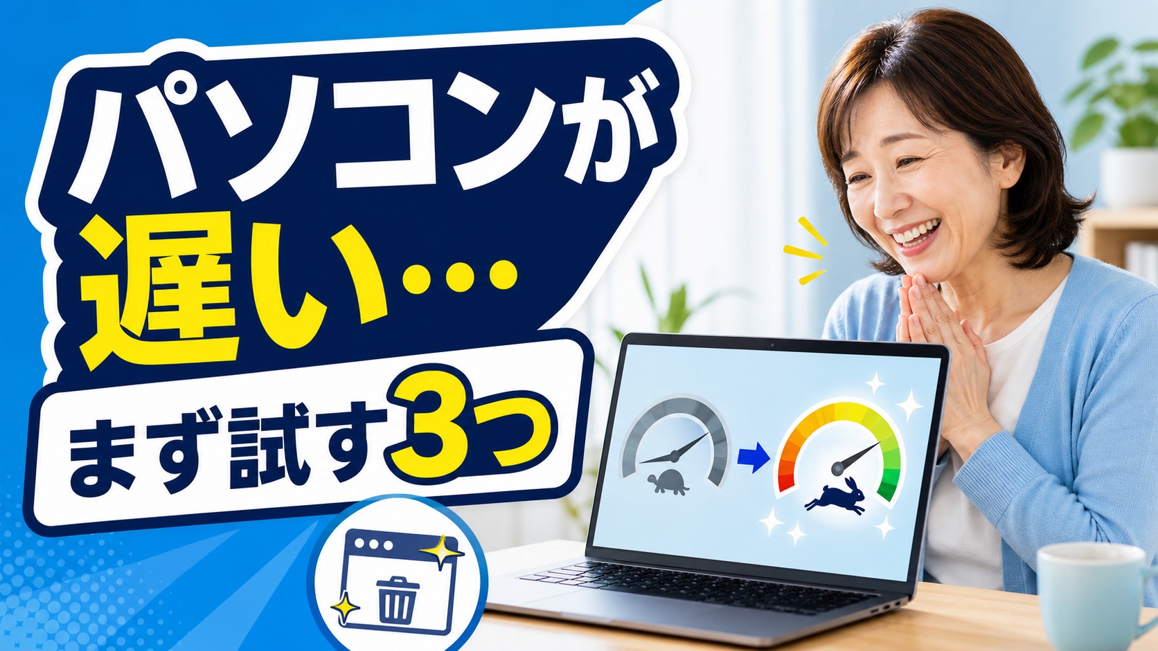 パソコンが遅いときにまず試す3つを紹介するSCROOM NEWSサムネイル